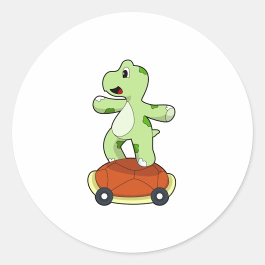 Sticker Rond Tortue avec coquille en tant que skateboard (Devant)