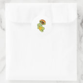 Sticker Rond Tortue avec Shell en tant que Skydiver (Sac)