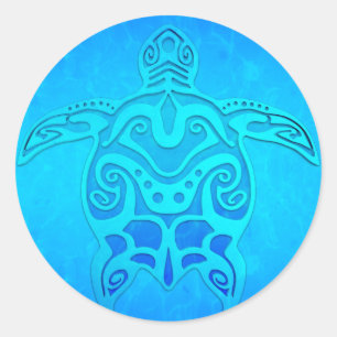 Sticker Rond Tortue bleue