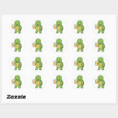 Sticker Rond Tortue buvant de la bière (Feuille)