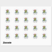 Sticker Rond Tortue dans une baignoire (Feuille)