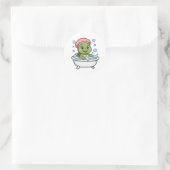 Sticker Rond Tortue dans une baignoire (Sac)
