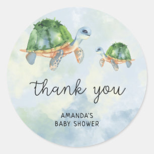Sticker Rond Tortue de mer - baby shower merci