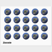 Sticker Rond Tortue de mer bleu vert (Feuille)