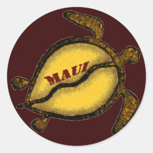 Sticker Rond Tortue de mer d'Hawaï Maui