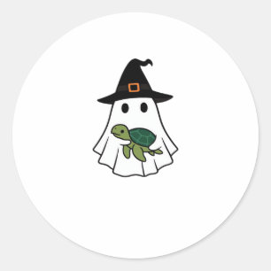 Sticker Rond Tortue de mer Halloween Ghost sorcier Amoureux des
