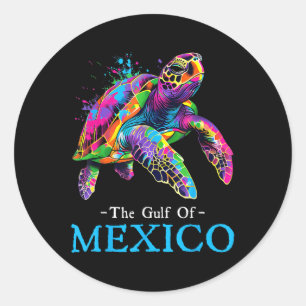 Sticker Rond Tortue de mer Le golfe du Mexique pour toujours El