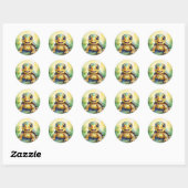 Sticker Rond Tortue de mer mignonne (Feuille)