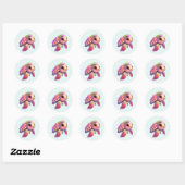 Sticker Rond Tortue de mer rose Whimsical & mignon (Feuille)