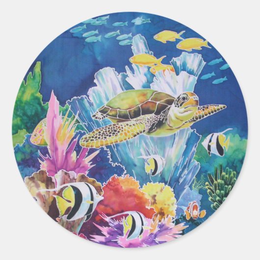 Sticker Rond Tortue de mer verte (Devant)