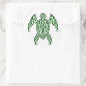 Sticker Rond Tortue de mer verte complexe sur blanc (Sac)