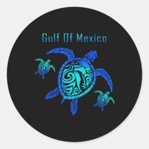 Sticker Rond Tortue de mer vintage golfe du Mexique env 1550 An