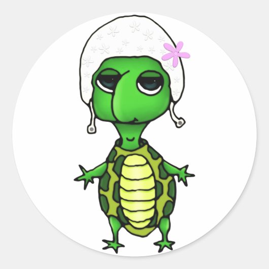 Sticker Rond Tortue de natation (Devant)