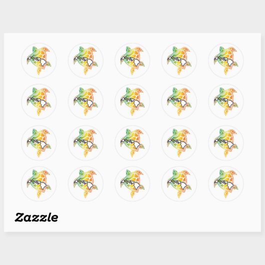 Sticker Rond Tortue de Reggae d'Hawaii (Feuille)