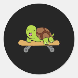 Sticker Rond Tortue de skateboard mignonne Tortue de skateboard