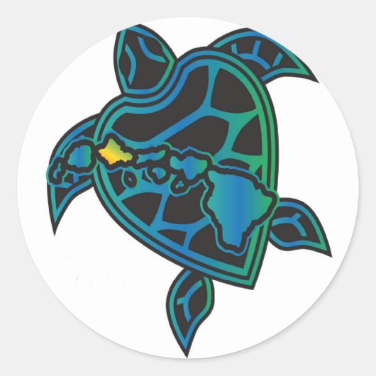 Sticker Rond Tortue des îles Hawaii (Devant)