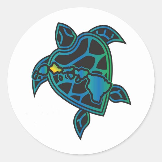 Sticker Rond Tortue des îles Hawaii (Devant)