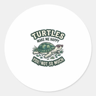 Sticker Rond Tortue Drôle Me Rends Heureux Vintage