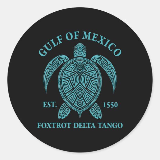 Sticker Rond Tortue Du Golfe Du Mexique Delta Tango Est 1550 (Devant)