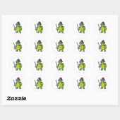 Sticker Rond Tortue en guerrier avec Spear & Helmet (Feuille)
