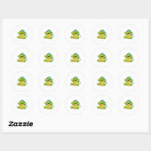 Sticker Rond Tortue en musique avec casque (Feuille)