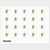 Sticker Rond Tortue en pirate avec patchs main et oeil (Feuille)