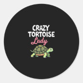 Sticker Rond Tortue folle Lady Tortoises Maman Tortue féminine (Devant)