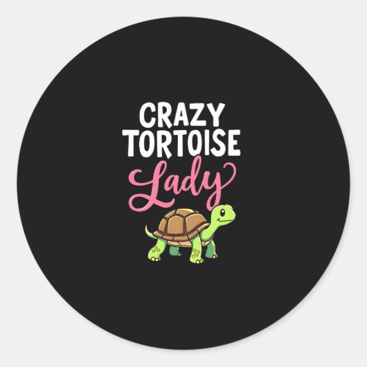 Sticker Rond Tortue folle Lady Tortoises Maman Tortue féminine (Devant)