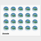 Sticker Rond Tortue fusée (Feuille)