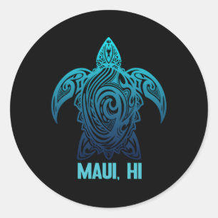 Sticker Rond Tortue hawaïenne de la tribu Maui Hawaii Scub