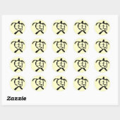 Sticker Rond Tortue hawaïenne - noir (Feuille)