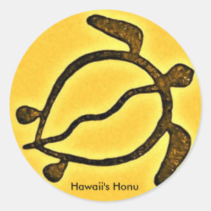 Sticker Rond Tortue honu hawaïenne