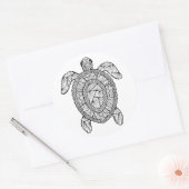 Sticker Rond Tortue inspirée (Enveloppe)