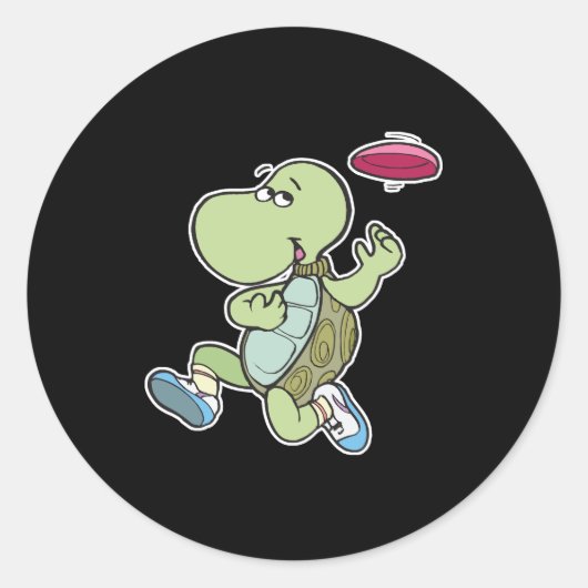 Sticker Rond tortue jouant au frisbee (Devant)