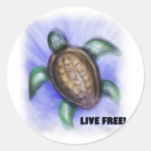 Sticker Rond Tortue libre en direct (Devant)