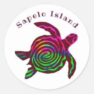 Sticker Rond Tortue marine de l'île de Sapelo