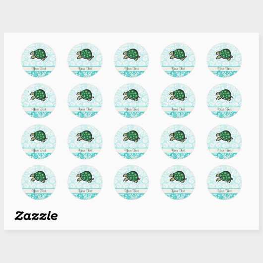 Sticker Rond Tortue ; mignonne (Feuille)