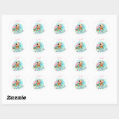 Sticker Rond Tortue mignonne Nom été Fille (Feuille)