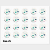 Sticker Rond Tortue mûre sous la mer Anniversaire conjoint (Feuille)