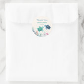 Sticker Rond Tortue mûre sous la mer Anniversaire conjoint (Sac)