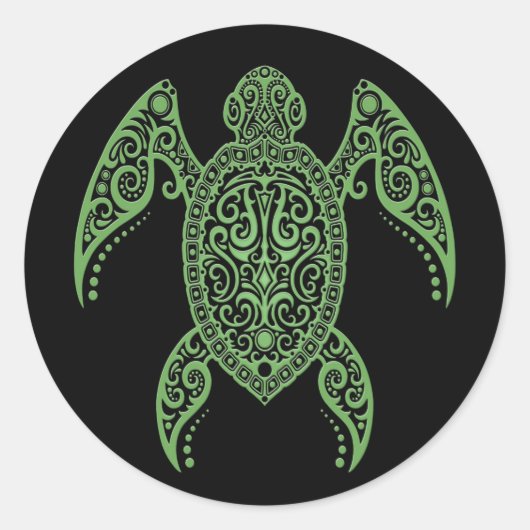 Sticker Rond Tortue noire et verte (Devant)