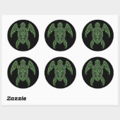 Sticker Rond Tortue noire et verte (Feuille)