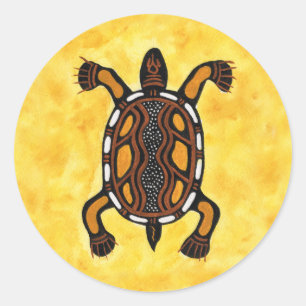 Sticker Rond Tortue - Peinture artistique inspirée par les Auto