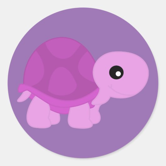 Sticker Rond Tortue rose (Devant)