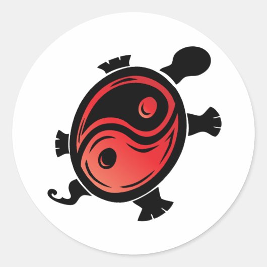 Sticker Rond Tortue rouge-n-noir-Yin-Yang (Devant)