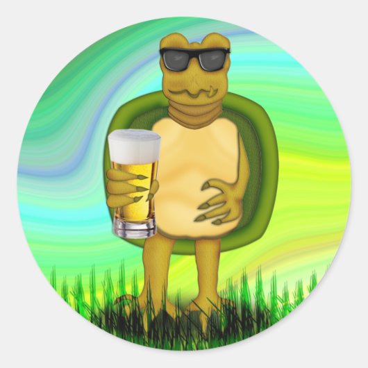Sticker Rond Tortue soif (Devant)