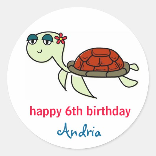 Sticker Rond Tortue, Sous Les Toppers De Cupcake De Mer (Devant)