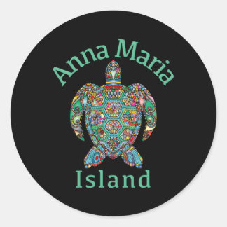 Sticker Rond Tortue tribale de l'île Anna Maria