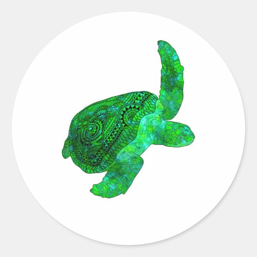 Sticker Rond Tortue verte (Devant)