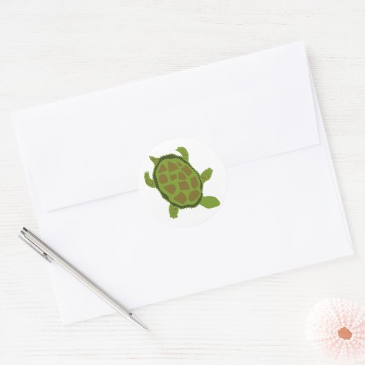 Sticker Rond Tortue verte (Enveloppe)